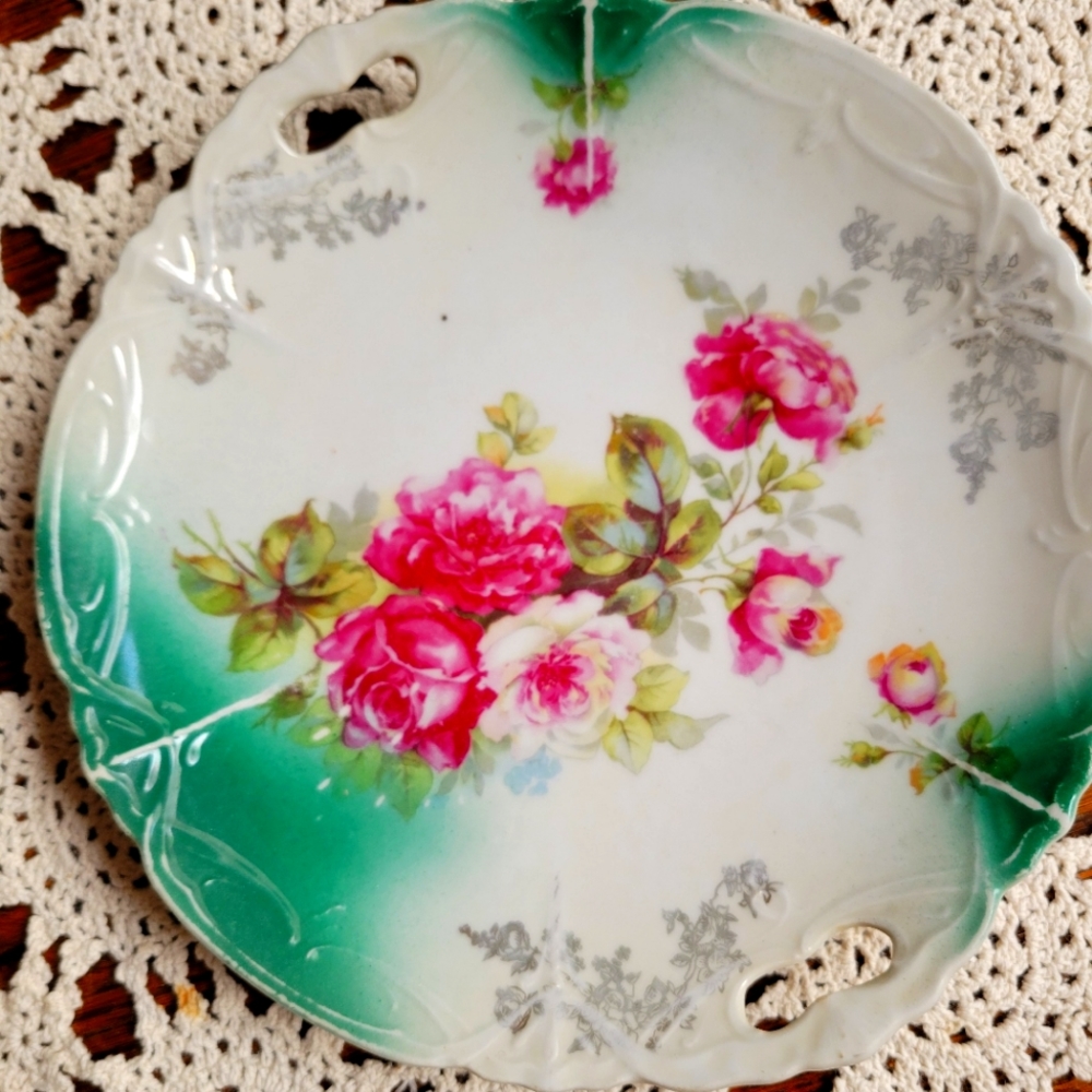 Vintage Hand Painted Rose Plate